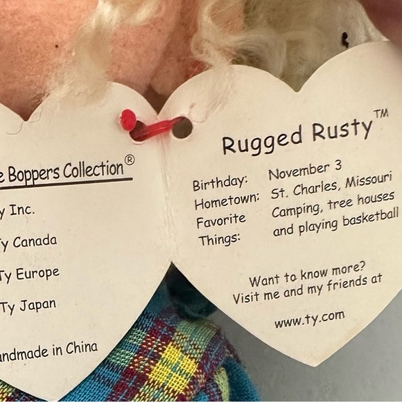 TY Vintage beanie Boppers Paula Plappertasche & Rugged Rusty W/ Tags Plush 2002 - Picture 7 of 8